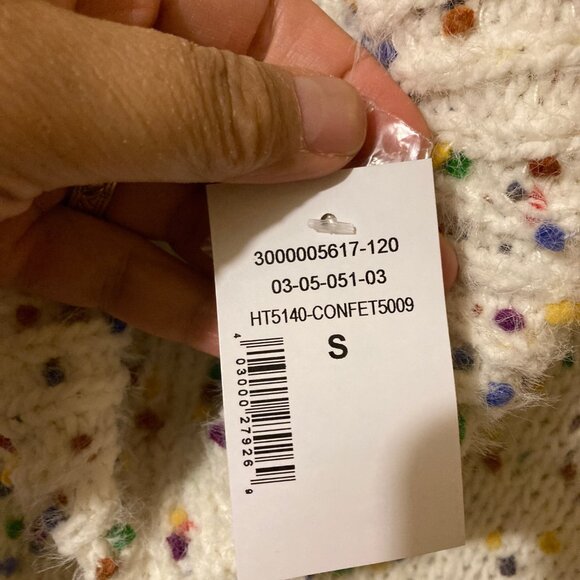 #147 Fuzzy Cowl Neck Sweater with Embroidered Dots, Size Small - Picture 3 of 5